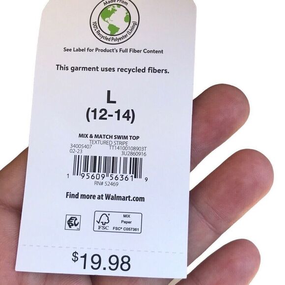 Time & Tru Swimsuit Women's Blue & White Stripe Bikini Top Multiple Sizes - Picture 5 of 6